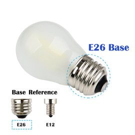 OPALRAY A15 Style Mini Globe Bulb, Frosted Glass Housing, Cool White Bright Light(6000K), 4W 400Lm, E26 Common Base, 40W Incandescent Replacement, 2-Pack