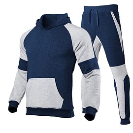 HHGKED Men's Color Matching Casual Sportswear Hoodie Jogging Sweatpants Suit