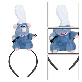 MFUOE 2Pieces Rat Headband Women Cartoon Mouse Headwear Plush Head Band Gift Cooking Mouse Stuffed Animal Headband for Adults Cosplay Props