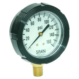 SPAN LFS-210-2000-G-KEMX LFS-210-KemX Series Liquid Filled Industrial Pressure Gauge with KemX Isolation Buna-N Anti-Freeze/Anti-Clog Barrier, 0 to 2000 psi Pressure Range