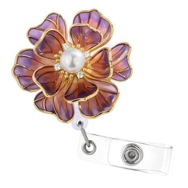 INSIGNE MAGNET Enamel Flower Magnetic Badge Reel Elegant Retractable ID Holder for Nurse Doctor Teacher Office Professionals