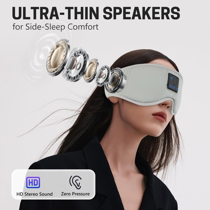 Aurya Sleep Mask Headphone Bluetooth 5.4, Wireless Bluetooth Music 3D
