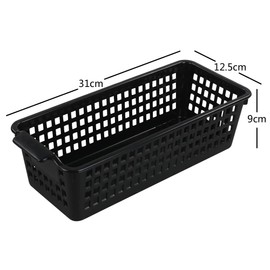 Gitany Black Plastic Baskets Set of 6, Rectangle Slim Storage Basket