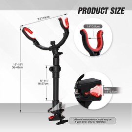 REDCAMP Fishing Rod Holder for Chair, 360 Degree Adjustable Fishing Pole Holders with Non-Slip Silicone for Camping Stool, Black