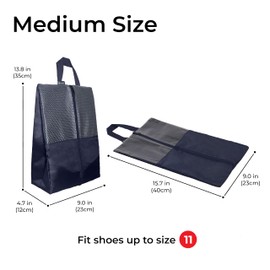 HANOZI Shoe Bags For Travel, Used As For Storage or Shoe Travel Bag, Space Saving When Travelling With This Travel Shoe Bags For Packing, Featuring Waterproof Nylon Sneaker Bag. (Navy, 2 Pack, Medium)