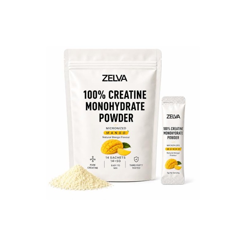 Creatine Monohydrate Powder Sachets 5g |14 Sachets Mango Vegan Supplement