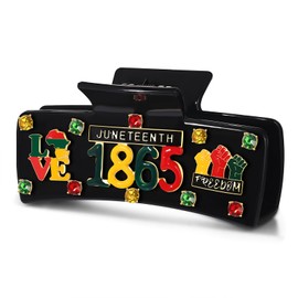 PHALIN Juneteenth Hair Clips for Women African FREEDOM Black History 1865 Power Fist Hair Claw Clips Juneteenth Outfits Accessories Black History Month Party Favors Gifts (Pattern J)