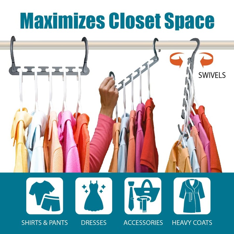 Wonder Hanger Max 10-Pack Space Saving Hangers, Reinforced Hooks Swivels