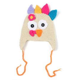 Cute Wool-Liked Knitted Hat Mini Beanie Newborn Baby Boys Girls Headgear Crochet Hat, 0-3 Months (Thanksgiving Turkey-Beige)