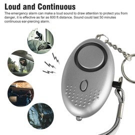 Personal Alarm for Women, Reusable Police Approved 140DB Loud Alarm with LED Light, Small Personal Security Alarm Torch Keychain for Women, Girls, Children and Elderly (Black/Silver/Purple)