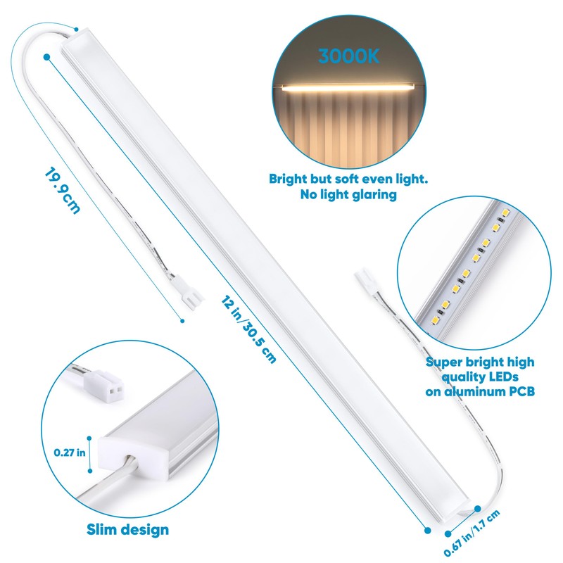 Litever Under Cabinet Lighting Kit Plug in, 6 pcs 12