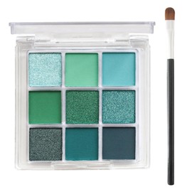 Green Eyeshadow - 9 Colours Matte Shimmer Eyeshadow Palette with Brush - Long Lasting Highly Pigmented Lightweight Fine and Smooth Powder Eyeshadow Palette, Green Eye Make-Up (Avocado Green)