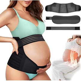 Small&Light 4 in 1 Pregnancy Support Belt Maternity & Postpartum Band - Relieve Back, Pelvic, Hip Pain, Black Pregnancy, (Abdomen, Waist, Pelvis And Back Support) Black, L 14-16 (90cm-120cm)