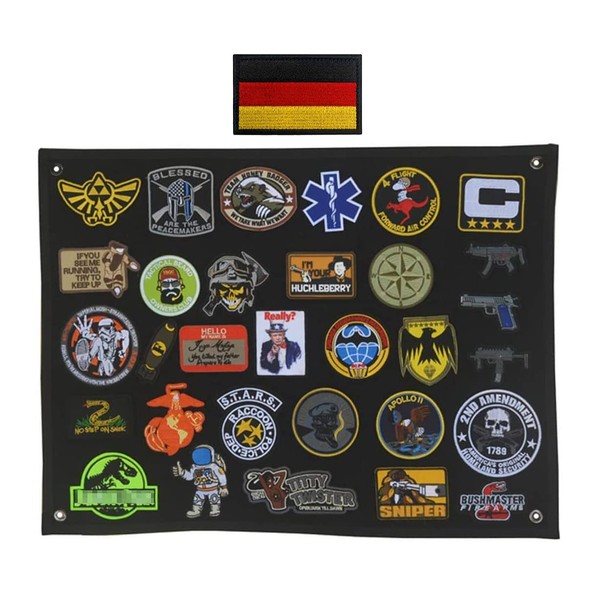 Patch Hanger – Patches Velcro Board – Velcro Mat Wall – Patches Display Mat Wall – Patch Wall – Tactical Military Patch Board Organiser Holder Display with Velcro Plates and Eyelets