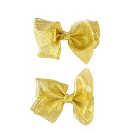 NYFASHION101 Toddlers' Girls' Smooth Grosgrain Ribbon Bow Alligator Clip, Gold
