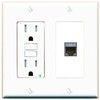 RiteAV 1 Port Cat7 Shielded Ethernet Wall Plate - GFCI [White/White]