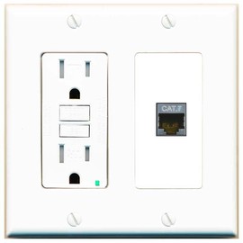 RiteAV 1 Port Cat7 Shielded Ethernet Wall Plate - GFCI [White/White]