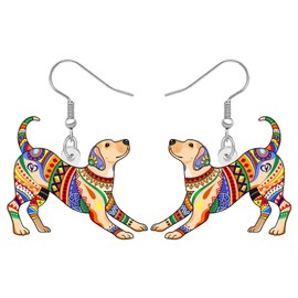 LONYOO Labrador Retriever Gifts Boho Dog Earrings Dangle Acrylic Charms Bohemian Jewelry Funky Dog Lover Gifts for Women Mom Pet Owners (Beige)