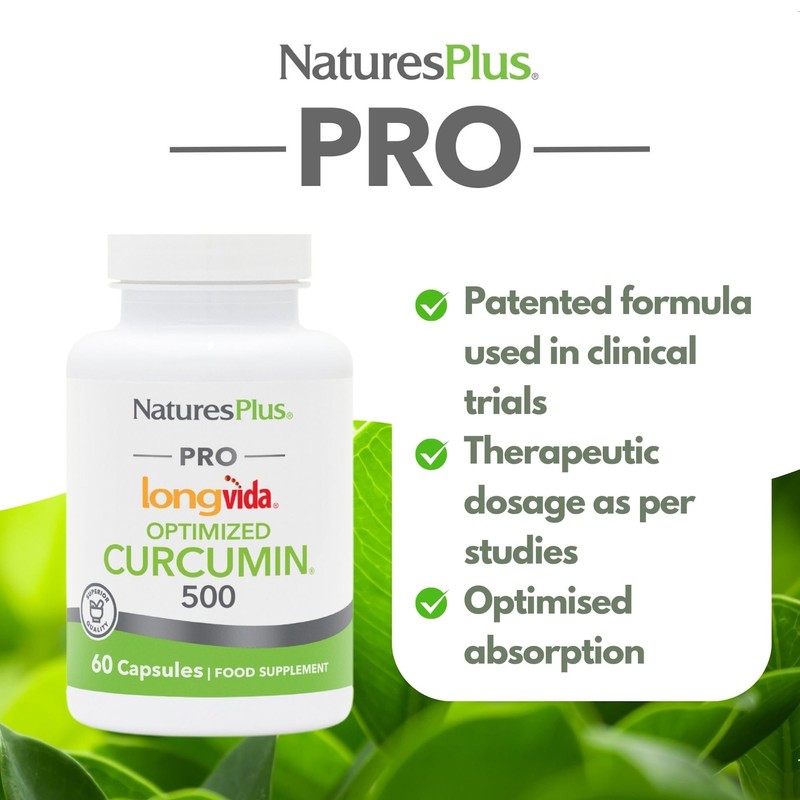 NaturesPlus PRO Optimized Curcumin Longvida 500 mg Capsules - Superior