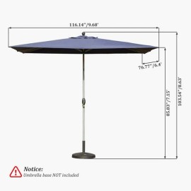 Domi Outdoor Living 9.68'×6.4' Patio Umbrella w/Push Button Tilt & Crank for Deck, Porch, Navy Blue