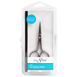 Cre8tion Stainless Steel Nail Scissors, Precision S02 Design with Sharp, Acetone‑Proof Blades & Ergonomic Grip, 3.9 Inches