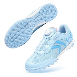 KELME Indoor Soccer Shoes Kids,Youth Mesh Turf Futsal Shoes,Boy Girl Fast Outdoor Anti Slip Cleat Light Blue 3