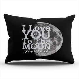 WEINIYA Bedroom Custom Decor I Love You to The Moon and Back with Your Name Gray and White Throw Pillow Cover Cushion Case Fashion One Sided Printed Design Boudoir 12x16 Inches