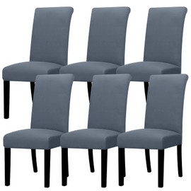 Lellen Dining Chair Covers Set of 6, Stretch Chair Covers Dining Chair Slipcovers Removable Washable Reusable Home & Kitchen Decor Protector Dining Room Chair Covers,Grey Blue