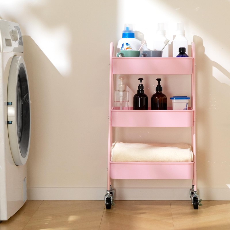 AGTEK 3-Tier Rolling Carts with Wheels, Rolling Utility Cart with