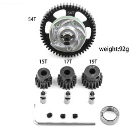 Slipper Clutch 6878 Steel Diff Gear 32P 54T Spur Gear w/ 15T 17T 19T Pinions Gear Sets for 1/10 Traxxas Stampede 4X4 Rustle 4X4 Slash 4X4 Upgrade Parts