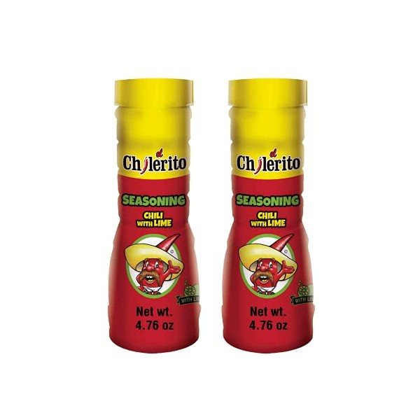 2 Pack EL CHILERITO Seasoning Powder Chili With Lime 135g/ 4.76 Fl Oz- Mexican Foods – Ideal For Snacks, Fruits, Drinks And Cocktails - To Share With Friends And Family - Kosher - Natural Ingredients – Chili