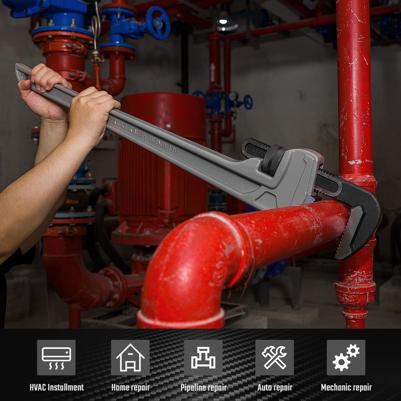 DURATECH 36-inch Heavy Duty Aluminum Straight Pipe Wrench, Adjustable Plumbing