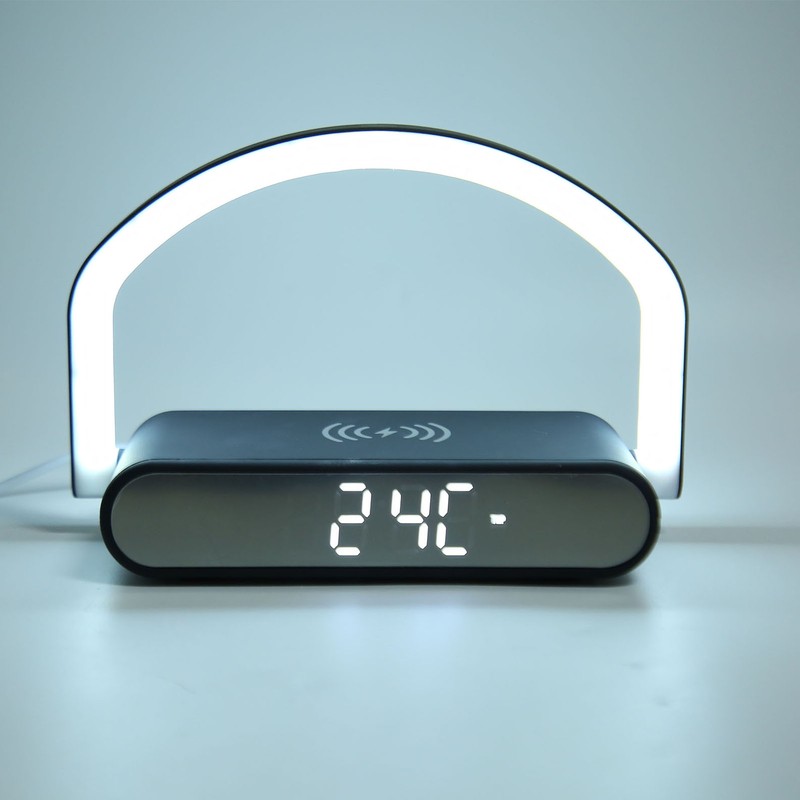 Wireless Charging Alarm Clock Two Levels Adjustment Night Light Multifunction