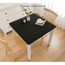 Wolkemer Fitted Square Tablecloth Spandex Stretch Black Cocktail Table Cover Elastic Edge Table Topper Cap for Dining Wedding Party Picnic 34 x 34 Inch