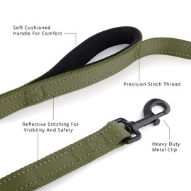 Plutus Pet Double Handle Dog Leash 4ft, Heavy Duty, Reflective Dual Handle Dog Leash for Safety Training, for Medium Large Dogs,2 Handle Leads, Ranger Green