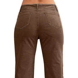 Flamingals Women's Wide Leg Pants for Women Mid Waist Dress Flare Straight Leg Corduroy Pants Workout Jeans Trendy Coffee 3XL