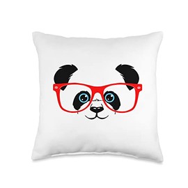 Baby Panda Bear Happy Bear Baby Cute Panda Giant Animal Red Glasses Throw Pillow, 16x16, Multicolor