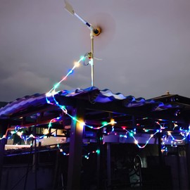 DIY Small Wind Turbine Generator Kit and Light Strip for Backyard Decoration Free Energy Generator Garden Spinner Windmill Decor 18 Inches Diameter