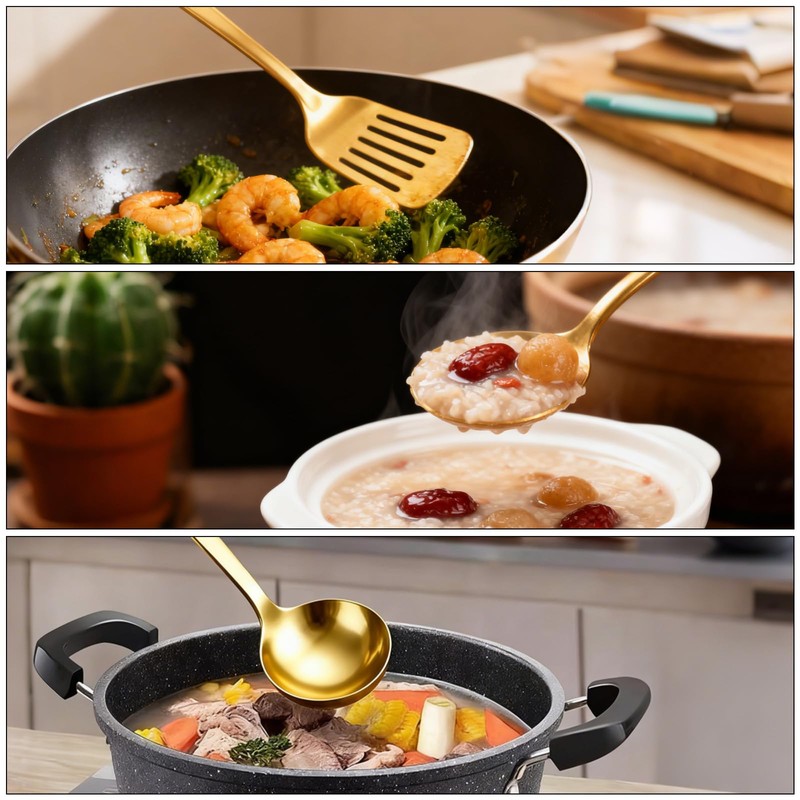 XWDALIN Kitchen Cooking Utensil Sets, 3 pcs Stainless Steel Titanium