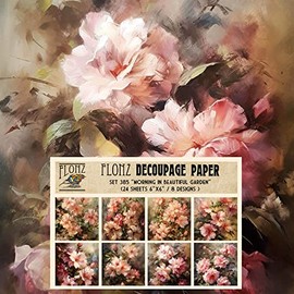 Decoupage Paper Pack (24 Sheets 6"x6") Morning in Beautiful Garden # Vintage Styled Pattern Paper for Decoupage, Craft and Scrapbooking