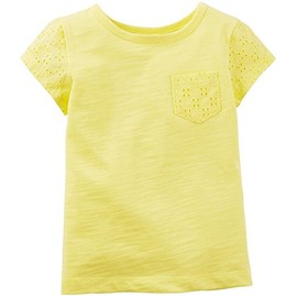 Carter's Baby Girls' Lace Pocket Tee (Baby), Yellow, 6 Months