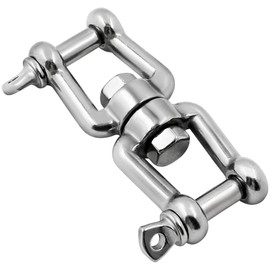 MEMUME Boat Anchor Swivel Shackle 1/4 inch 5/16 inch 3/8 inch 1/2 inch (4 Size) Jaw - Jaw Anchor China Swivel Connector 316 Stainless Steel Marine Grade Double Shackle (3/8 inch 1 Pack)