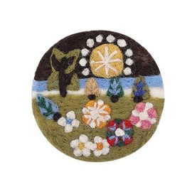 Cottagecore Wool Felt Coaster, Handmade Landscape Scenery Coaster, Drink Coaster for Office and Home Table Decoration (Forest)