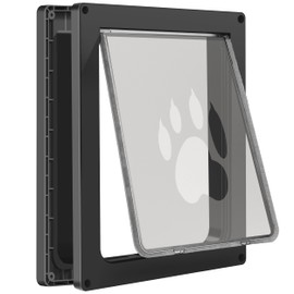 CEESC Dog Door for Pets Up to 45 lb, Weatherproof Pet Door for Cats and Dogs, Durable, Snap-in Closing Panel Included, Suitable for Interior and Exterior Doors(Medium Black)