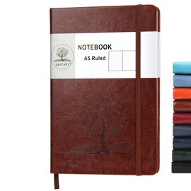 Daofary A5 Journal Notebook, Leather Ruled Notebooks 160 Pages Diary 100gsm Thick Paper Writing Hardcover Notebook with Pocket for Work Men Woman 8.4 x 5.7 in