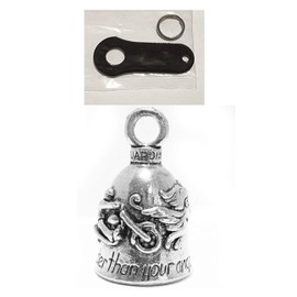 Guardian Bell Guardian Angel Motorcycle Bell Bike Accessory with Black Bell Hanger - Never Ride Faster than Your Angel can Fly, Silver, One Size