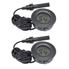 TopHomer 2 Pack Mini Digital Hygrometer Thermometer Gauge, Indoor Outdoor Temperature Humidity Meter for Greenhouse Humidors Incubators Jars, Fahrenheit (℉) or Celsius(℃)(Black)