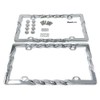 3D Curly Wave Pattern License Plate Frame Chrome Twist with