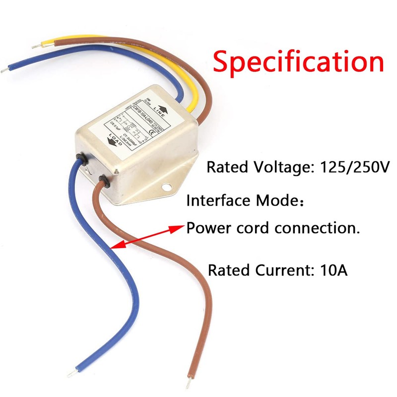 CW1B-10A-L EMI Filter, Single-Phase EMI Power Filter, AC 125/250V 10A
