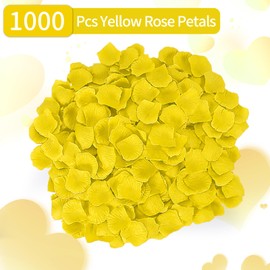 Usmilegift 1000 Pcs Artificial Fake Rose Petals,Flower Petals for Romantic Night, Valentines Day, Engagement, Party, Wedding, Event Flower Decorations, in Bulk(Yellow)